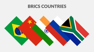 BRICS Ülkeleri Bayrak Simgesi Koleksiyonu.