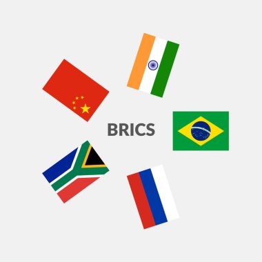 BRICS Ülkeleri Bayrak Simgesi Koleksiyonu.