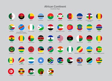 Afrika kıta ülkeleri bayrak ikonları koleksiyonu