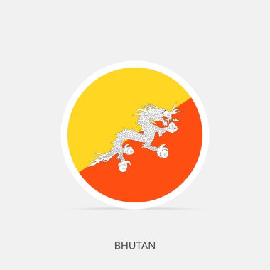 Gölgeli Bhutan yuvarlak bayrak simgesi.