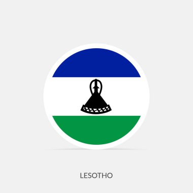 Gölgeli Lesotho yuvarlak bayrak simgesi.