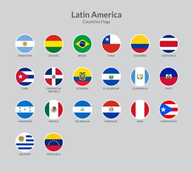 Latin American countries flag icons collection clipart