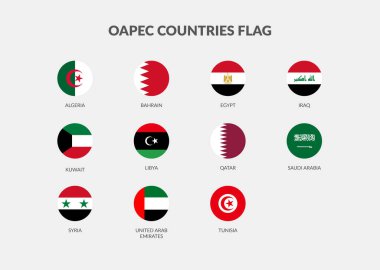 OAPEC (Arap Petrol İhraç Eden Ülkeler Örgütü) ülkeleri bayrak simgeleri koleksiyonu