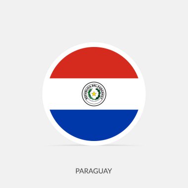 Paraguay round flag icon with shadow. clipart