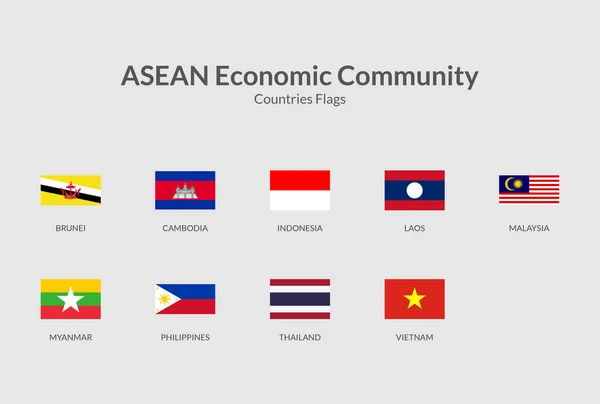 Associação Das Nações Sudeste Asiático Asean Ícone Bandeira Retangular — Vetor de Stock