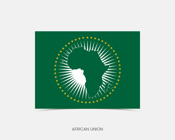 Icona Bandiera Rettangolo Unione Africana Con Ombra — Vettoriale Stock