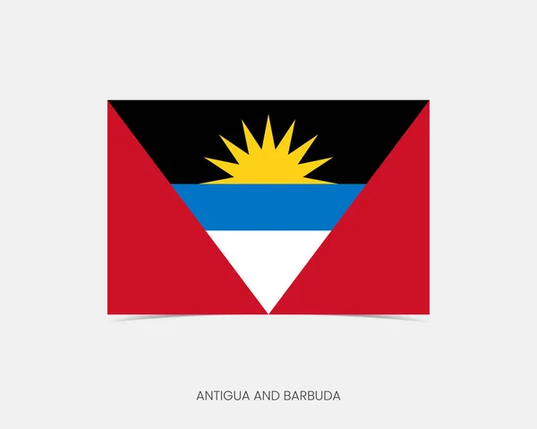 Antigua Barbuda Rechthoek Vlag Pictogram Met Schaduw — Stockvector