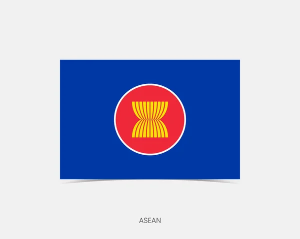 Asean Rechthoek Vlag Pictogram Met Schaduw — Stockvector