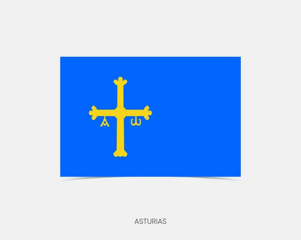Astúrias Ícone Bandeira Retangular Com Sombra — Vetor de Stock
