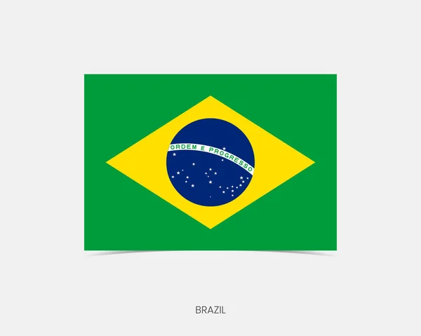 Brasil Ícone Bandeira Retangular Com Sombra — Vetor de Stock