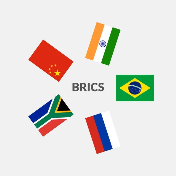 Brics Pays Collection Icônes Drapeau Rectangulaire — Image vectorielle