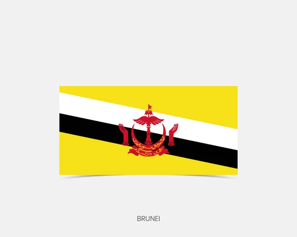 Brunei Rectangle Flag Icon Shadow — Stock Vector