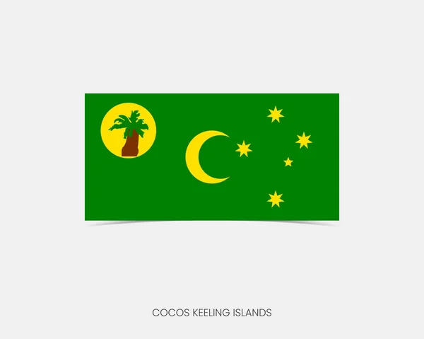 Cocos Keeling Szigetek Téglalap Zászló Ikon Árnyékkal — Stock Vector