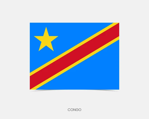 Democratic Republic Congo Rectangle Flag Icon Shadow — Stock Vector