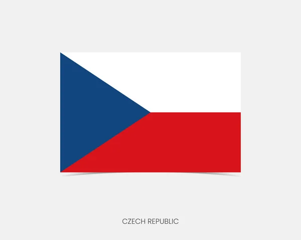Czech Republic Rectangle Flag Icon Shadow — Stock Vector