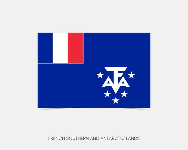 Francuski Southern Antarctic Lands Prostokątna Flaga Ikona Cieniem — Wektor stockowy
