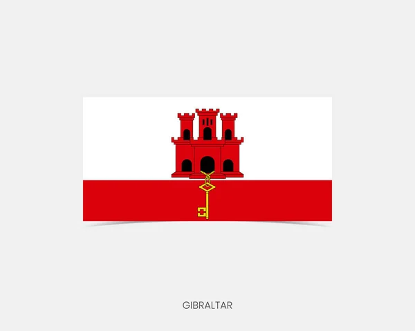 Gibraltar Rechteck Flagge Symbol Mit Schatten — Stockvektor