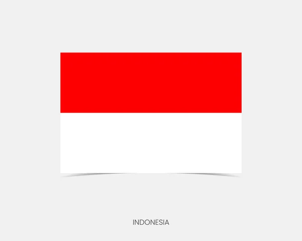 带有阴影的印度尼西亚矩形国旗图标 — 图库矢量图片
