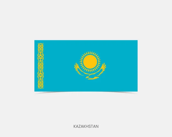 Kazachstán Ikona Obdélníkového Vlajky Stínem — Stockový vektor