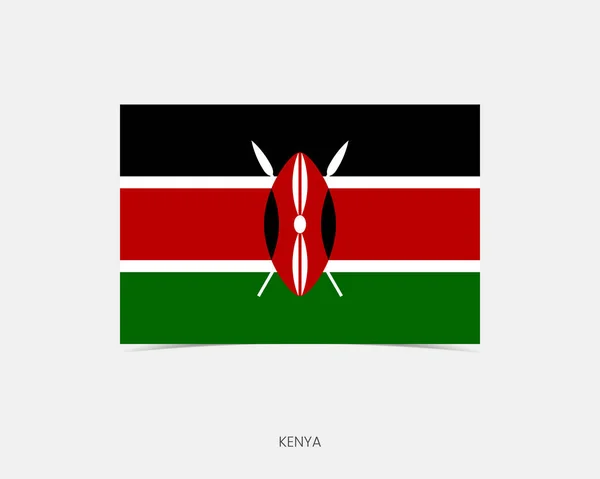 带有阴影的肯尼亚矩形国旗图标 — 图库矢量图片