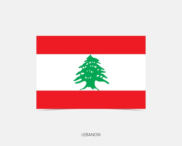 Icône Drapeau Liban Rectangle Avec Ombre — Image vectorielle