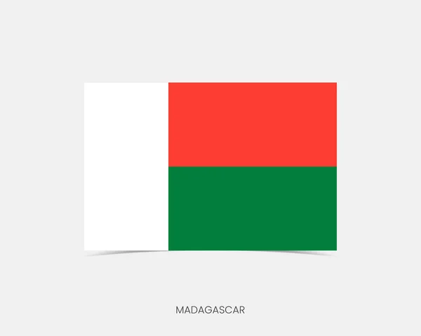 Madagaszkár Téglalap Zászló Ikon Árnyékkal — Stock Vector