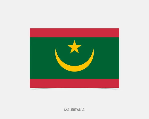 Μαυριτανία Ορθογώνια Σημαία Εικονίδιο Σκιά — Διανυσματικό Αρχείο
