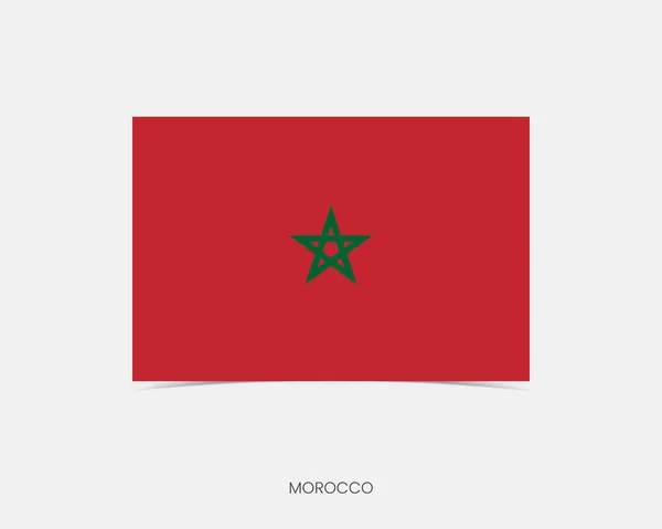 Marokko Rechteck Flagge Symbol Mit Schatten — Stockvektor