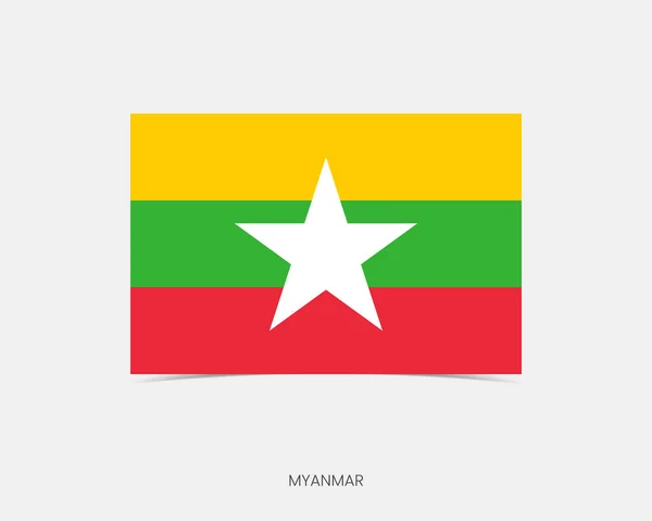 Mianmar Téglalap Zászló Ikon Árnyékkal — Stock Vector