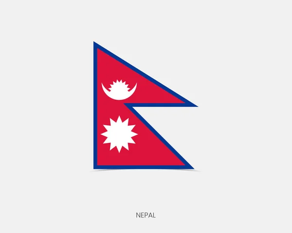 Ikona Flagi Prostokąta Nepalskiego Cieniem — Wektor stockowy