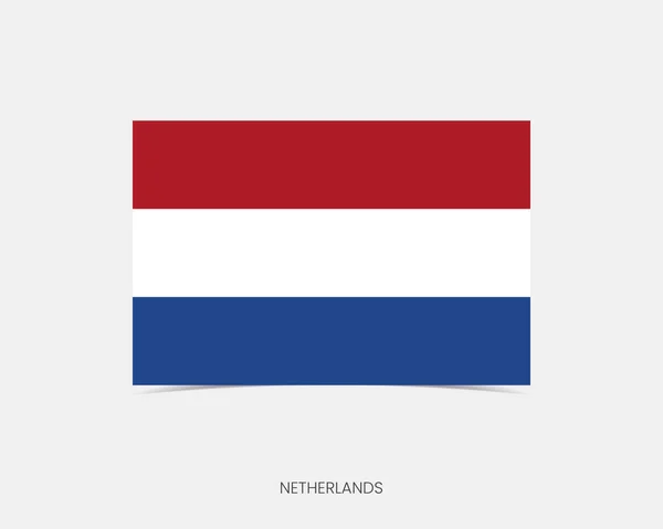 Netherlands Rectangle Flag Icon Shadow — Stock Vector
