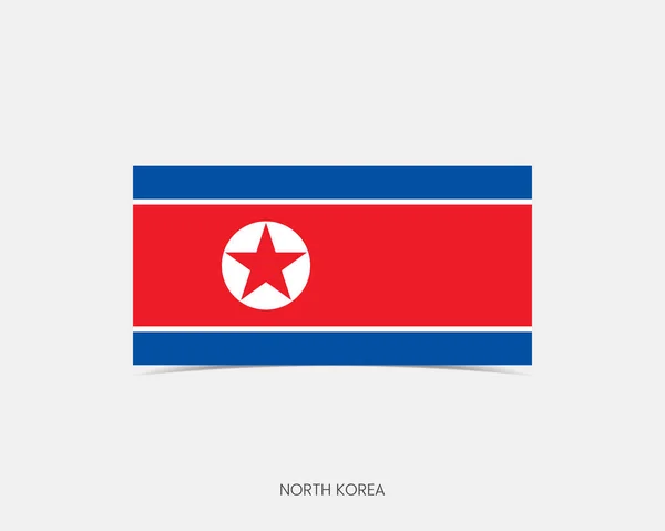 Észak Korea Téglalap Zászló Ikon Árnyékkal — Stock Vector