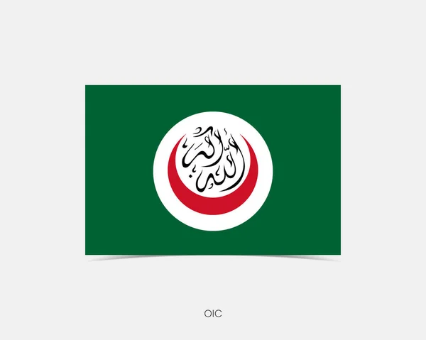 Oic Rechteck Flagge Symbol Mit Schatten — Stockvektor