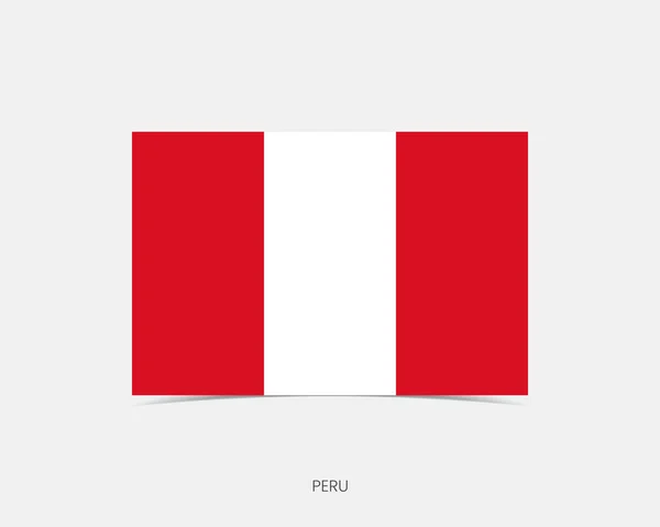 Perú Icono Bandera Rectángulo Con Sombra — Vector de stock