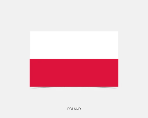 Poland Rectangle Flag Icon Shadow — Stock Vector