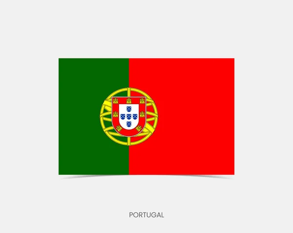 Ícone Bandeira Retângulo Portugal Com Sombra — Vetor de Stock