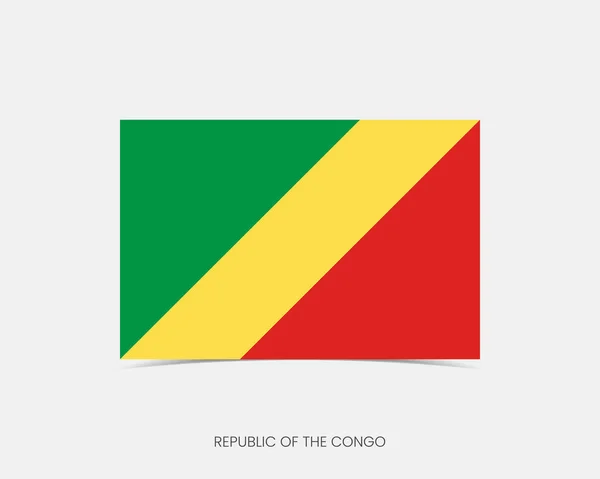 Republic Congo Rectangle Flag Icon Shadow — Stock Vector