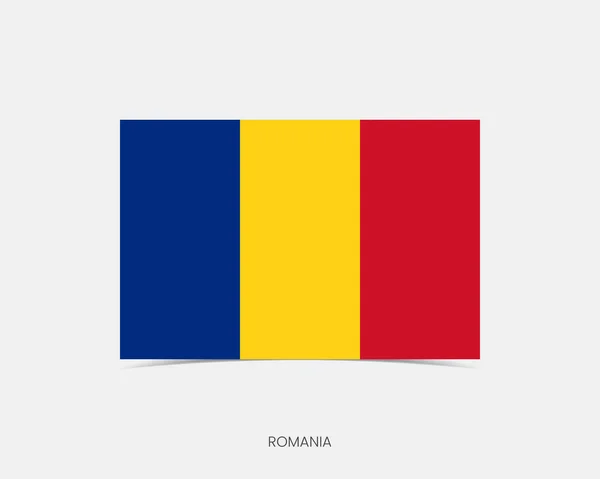 Romania Rectangle Flag Icon Shadow — Stock Vector