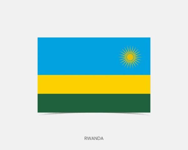 Ruanda Icona Bandiera Rettangolo Con Ombra — Vettoriale Stock