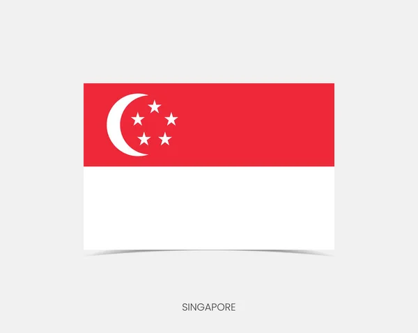 Singapur Rectángulo Icono Bandera Con Sombra — Vector de stock