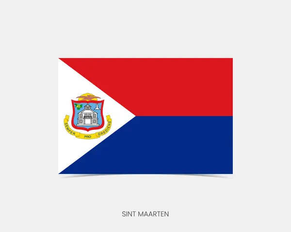 Sint Maarten Icona Bandiera Rettangolo Con Ombra — Vettoriale Stock