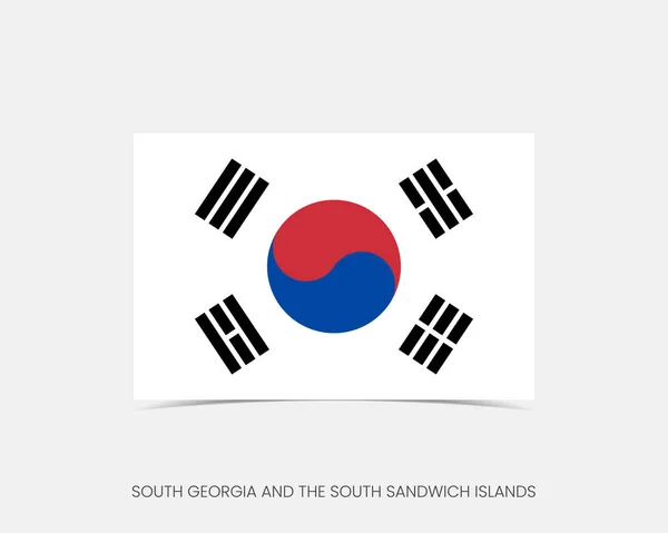 Dél Korea Téglalap Zászló Ikon Árnyékkal — Stock Vector
