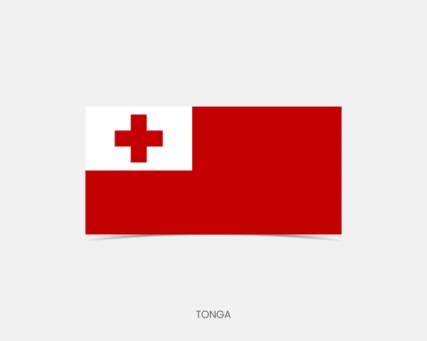Tonga Icona Bandiera Rettangolo Con Ombra — Vettoriale Stock