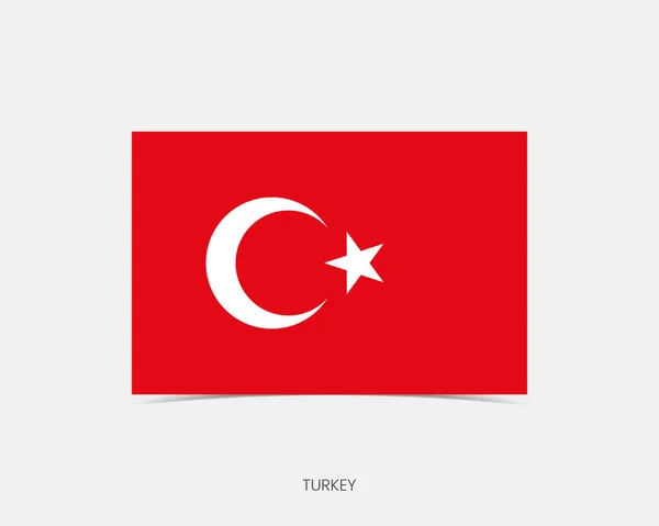 Prostokątna Ikona Flagi Turcji Cieniem — Wektor stockowy