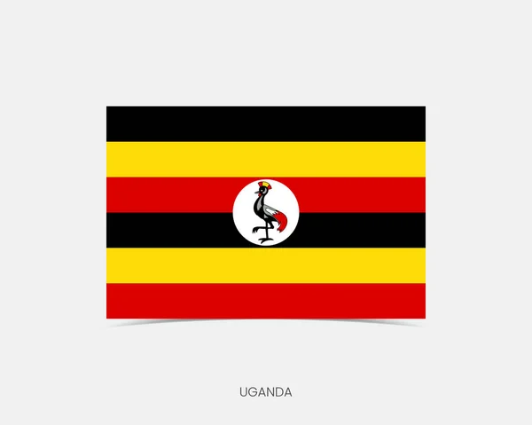 带有阴影的乌干达矩形国旗图标 — 图库矢量图片