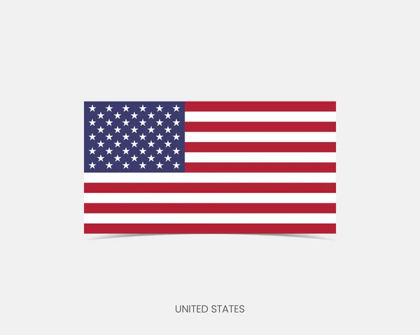Egyesült Államok Téglalap Zászló Ikon Árnyék — Stock Vector