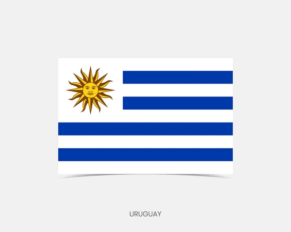 Uruguay Rechteck Flagge Symbol Mit Schatten — Stockvektor