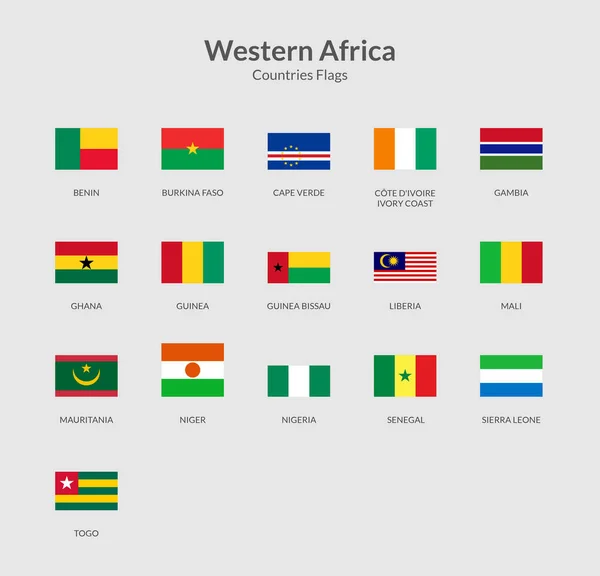 Batı Afrika Ülkeleri Dikdörtgen Bayrak Simgesi — Stok Vektör