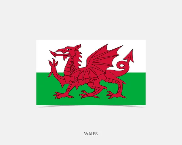 Wales Rechteck Flagge Symbol Mit Schatten — Stockvektor