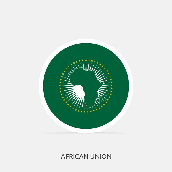 Unione Africana Icona Della Bandiera Rotonda Con Ombra — Vettoriale Stock